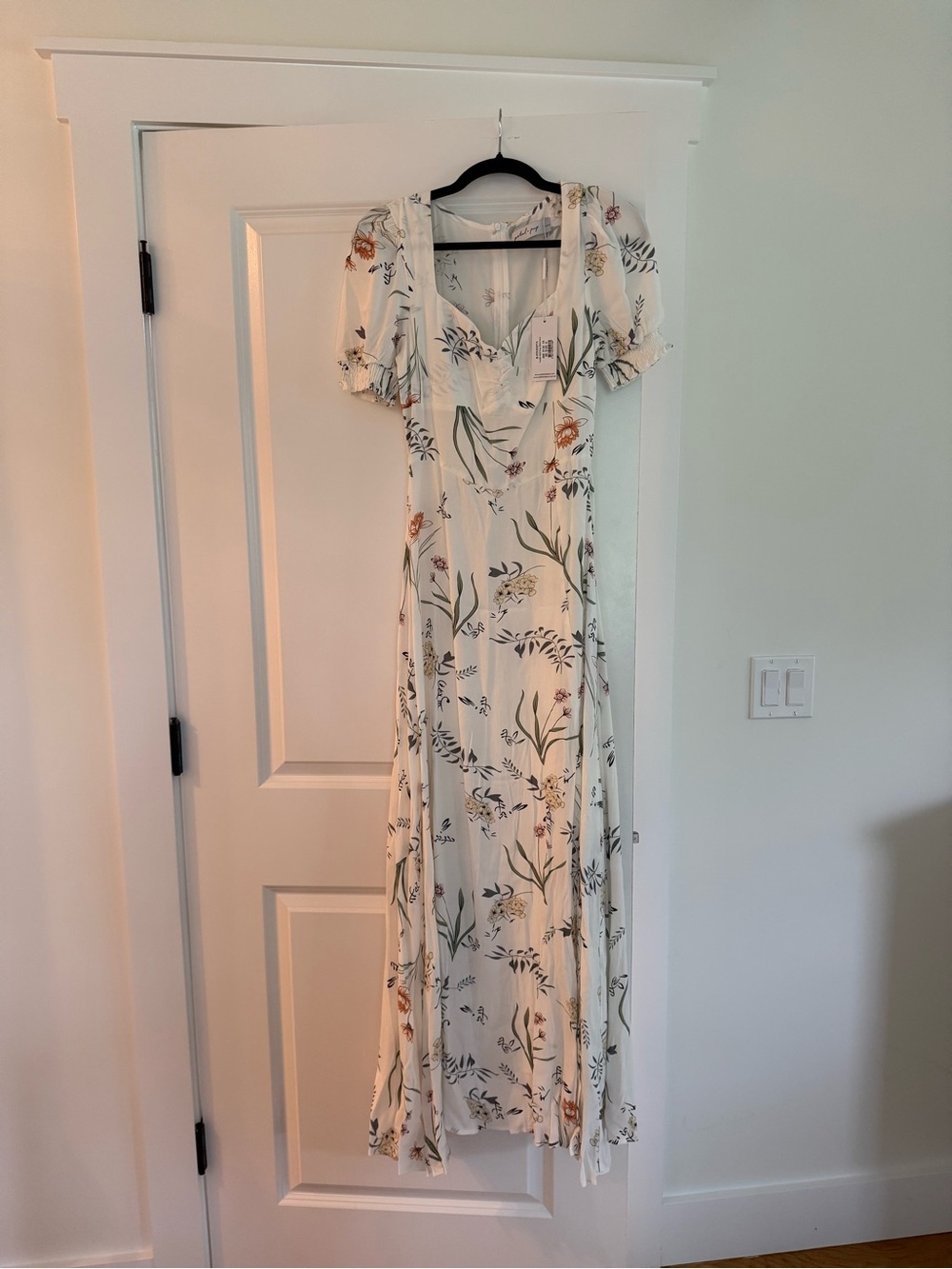 Petal & Pup Ivory Maxi Dress with Green Leaf and Rust Floral Print